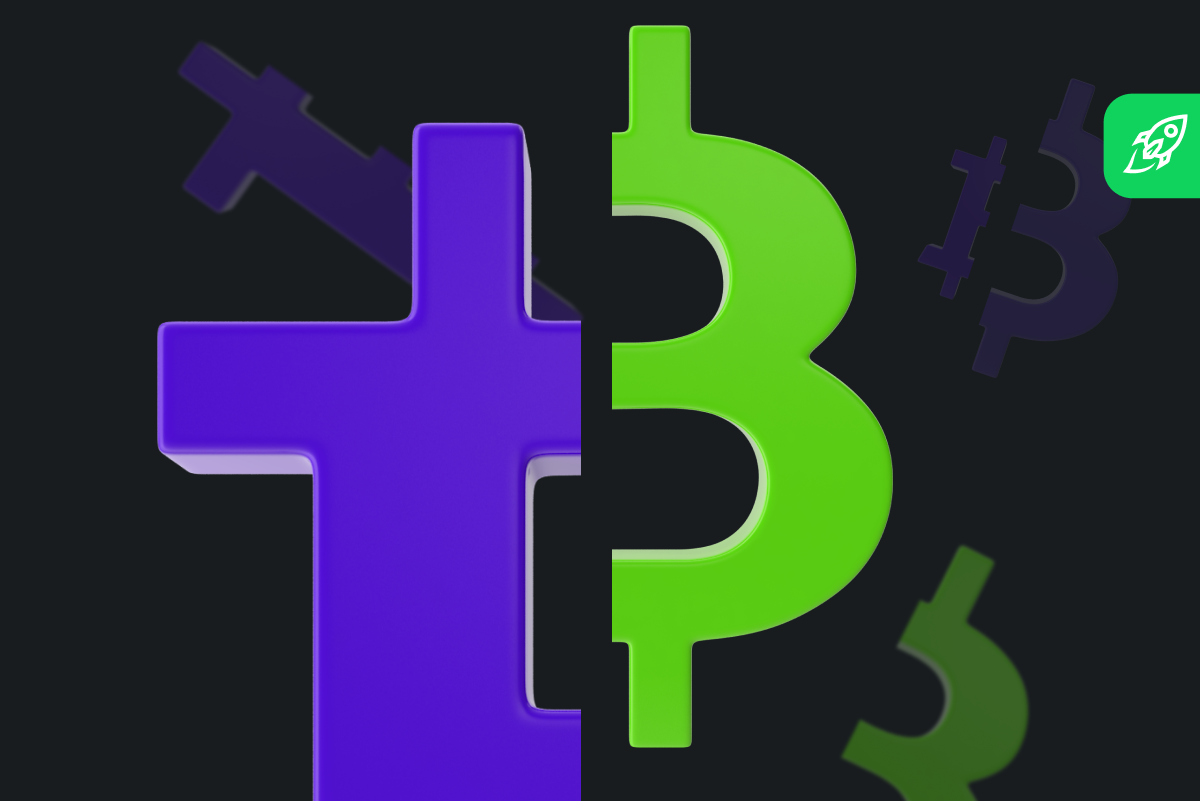 bitcoin halving picture: half of bitcoin logo