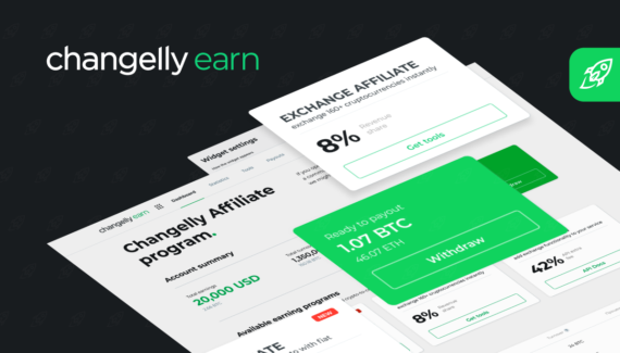Changelly Earn article cover with the screenshots of changelly earn program