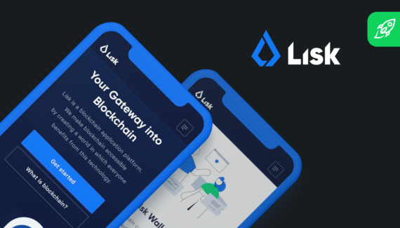 Lisk Network and cryptocurrency LSK on the background of mobile phones