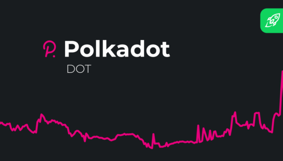 cover for the article about polkadot cryptocurrency price prediction with the coin's logo and price graph
