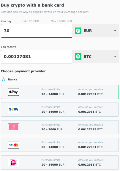 changelly pro purchase page