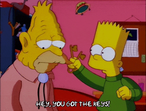 A GIF Of Bart Simpson With Some Keys In His Hand