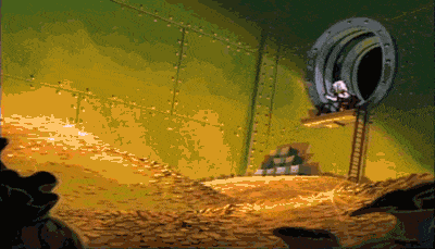 Scrooge McDuck Jumping Into a Pool of Money 