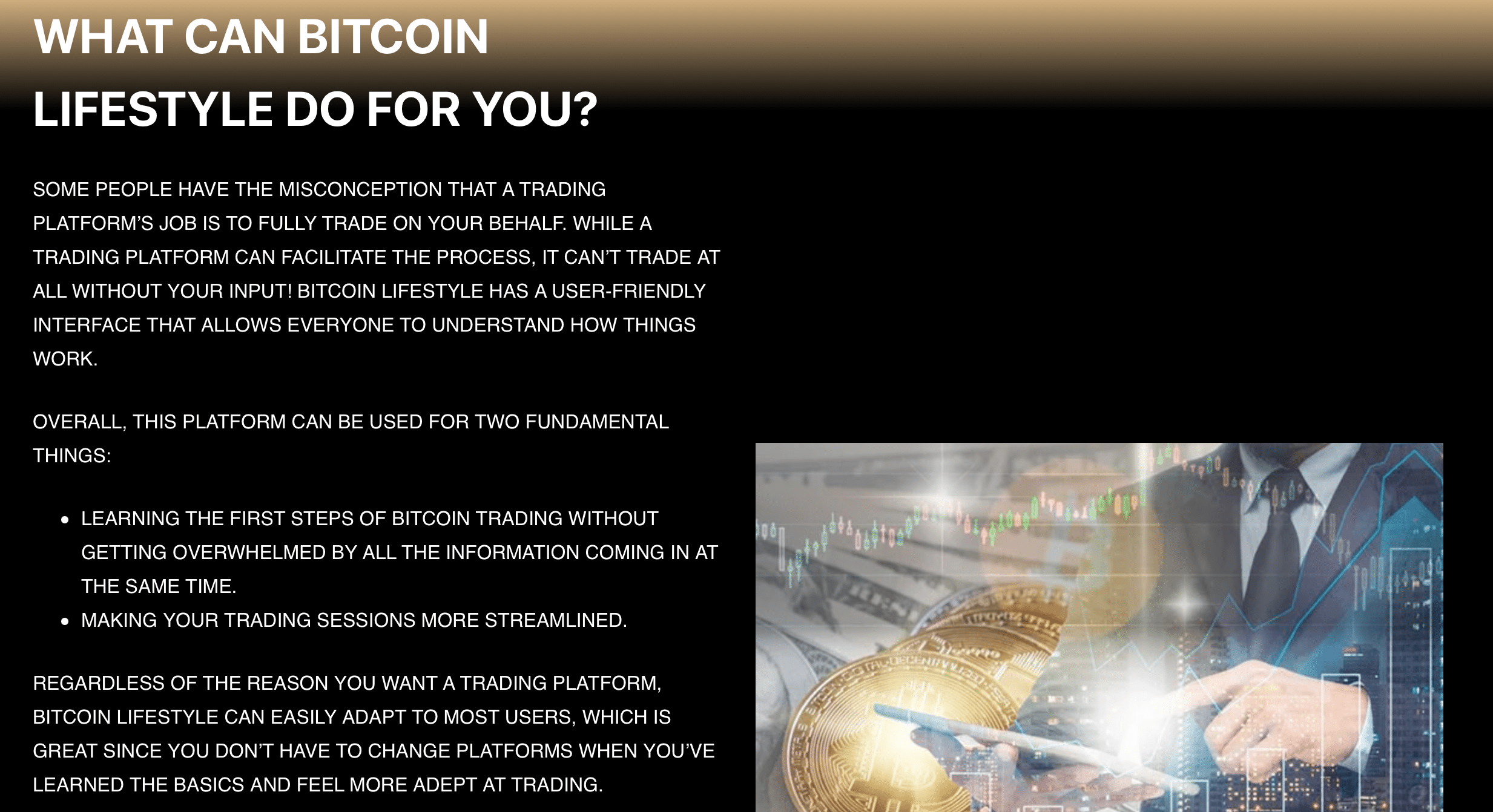Bitcoin Lifesstyle official website, What can Bitcoin Lifestyle do for you section