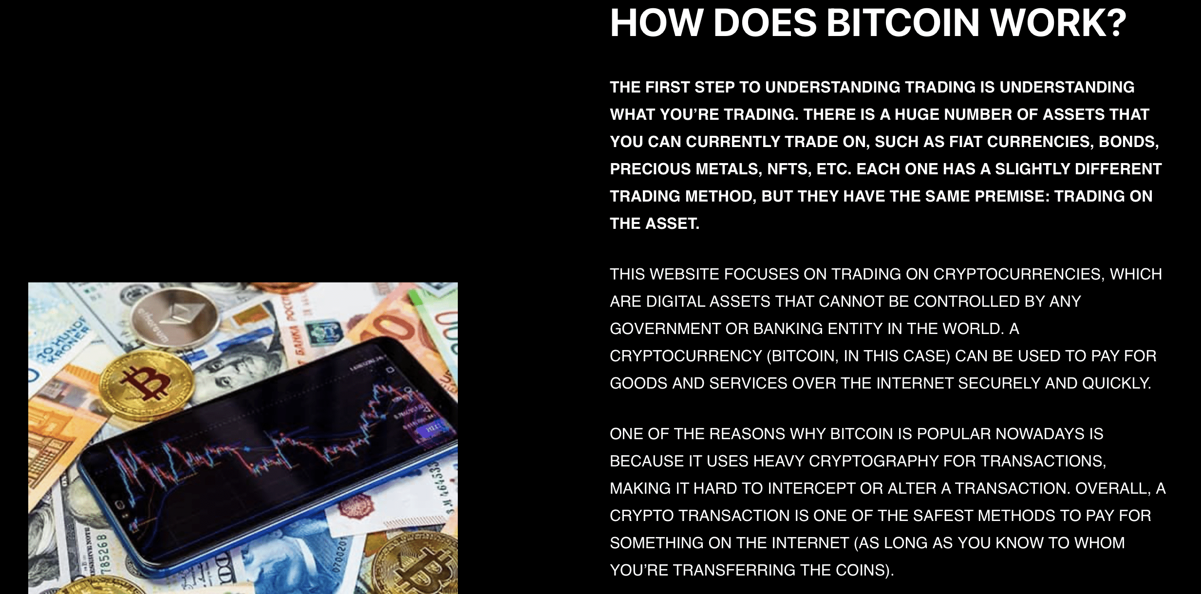 Bitcoin Lifestyle official website, How does Bitcoin work section
