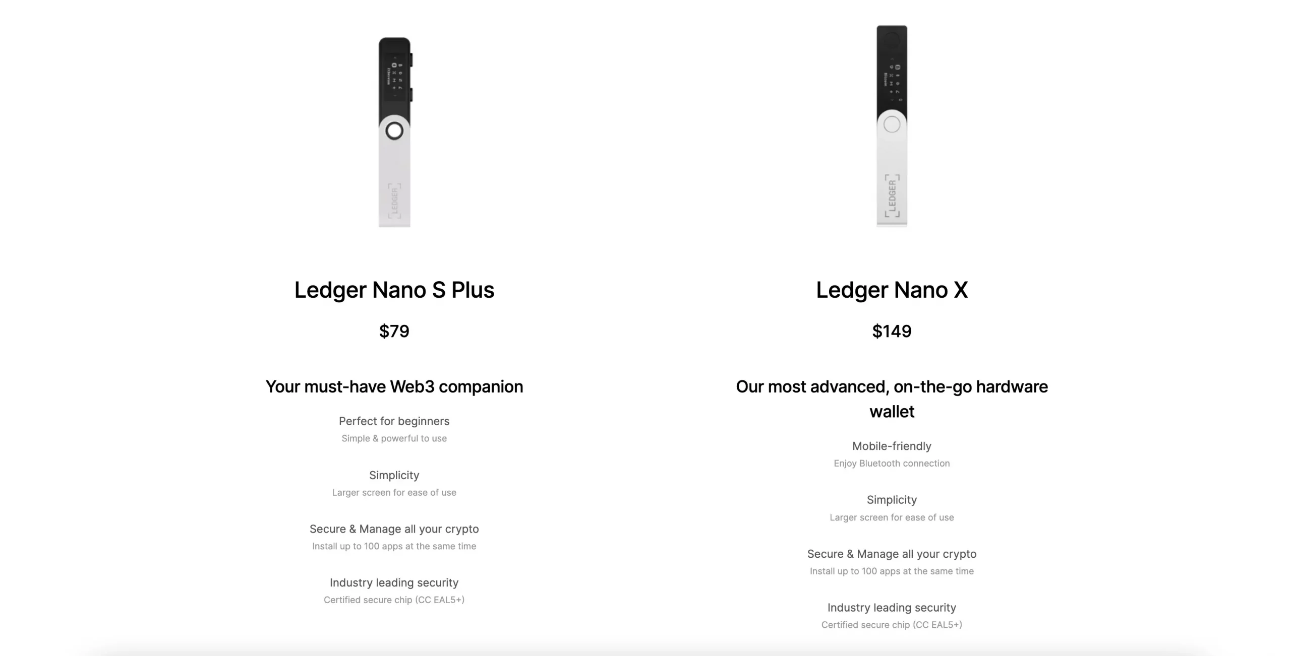 Ledger Nano X vs. Ledger Nano S Plus