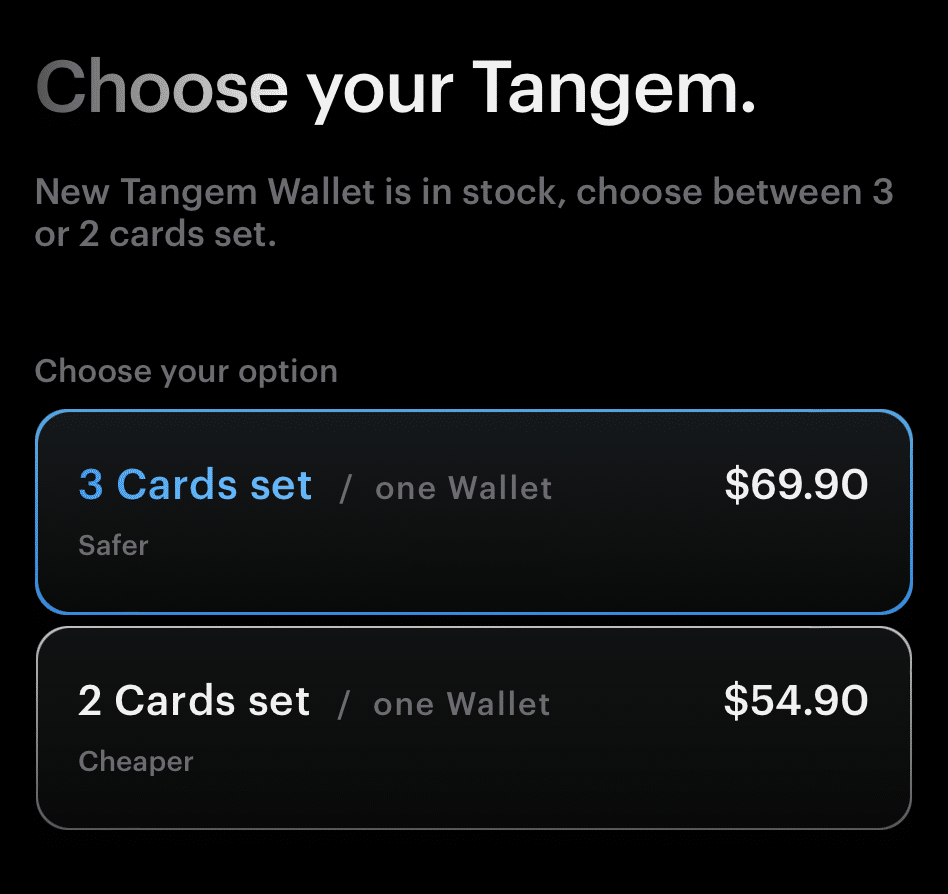Tangem wallet prices