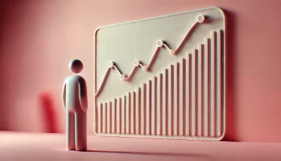 A person standing in front of a price chart