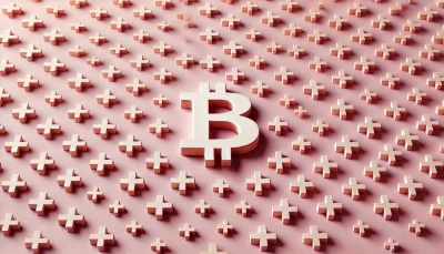 Bitcoin symbol surrounded by plus signs