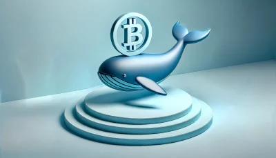 A whale with a Bitcoin symbol