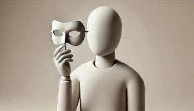 Faceless person with a mask