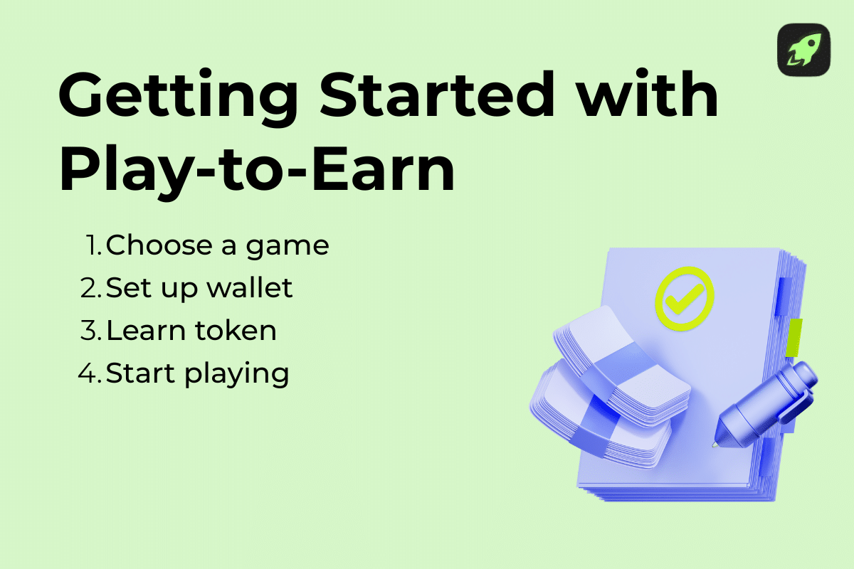 Beginner-friendly flowchart explaining how to start playing play-to-earn games safely